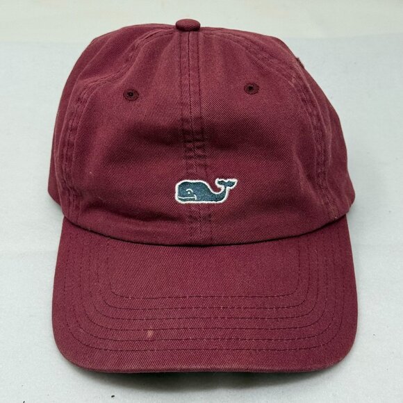 Vineyard Vines Burgundy Cotton Baseball Cap Hat Adjustable Strap Whale - Picture 1 of 7